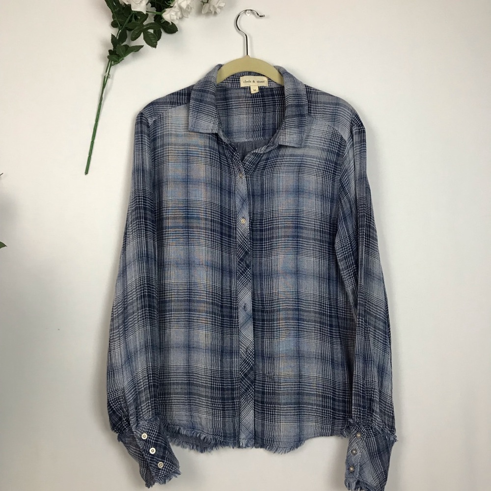 Cloth and stone raw hem button up